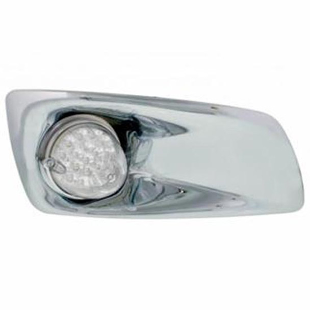 Kenworth Chrome Plastic Front Bumper Light Bezel W/19 Led Reflector Light - Passenger Side