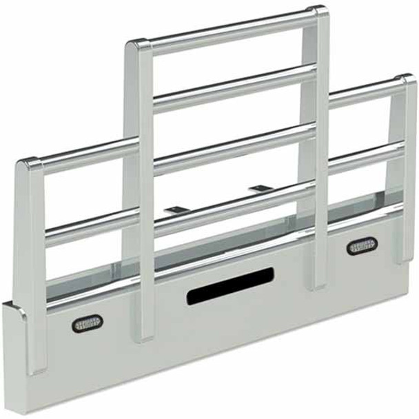 HERD Texas 4 Post Grille Guard with Horizontal Bars, Slam Latch, and 6-Inch Horizontal Oval Lights for Kenworth W900L