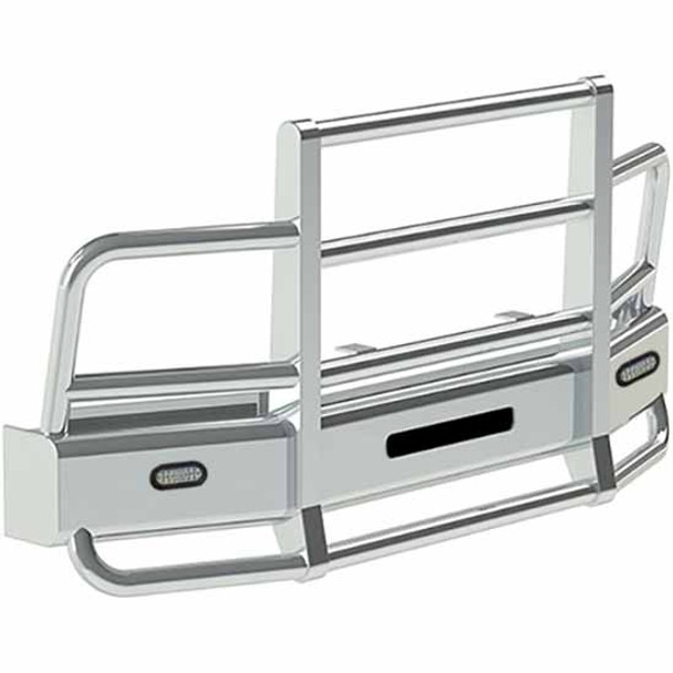 HERD Defender 2 Post Bumper Guard with Slam Latch, Rake, and 6-Inch Oval Clear Lights for Kenworth T600/T600B