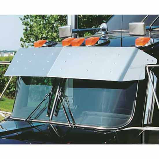 Kenworth Curved Windshield 13 Inch Stainless Steel Drop Visor W/ Factory Brackets