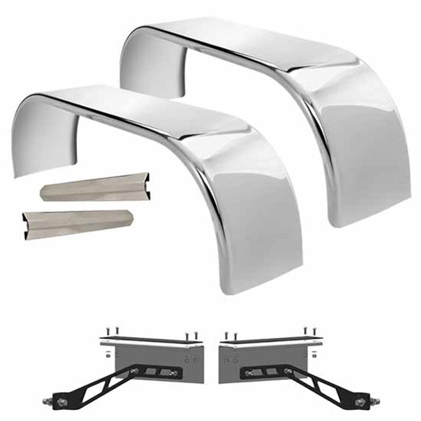 Hogebuilt 105 Inch Stainless Steel Low Rider Full Fender Kit for Kenworth