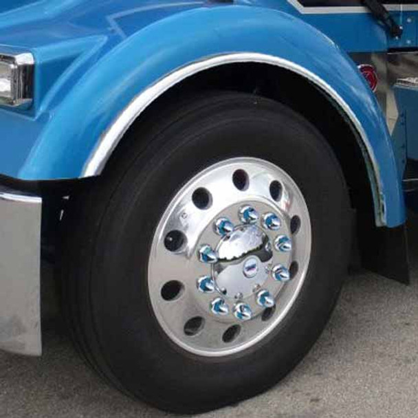 Kenworth W900L (2 Piece Set) Stainless Steel Front Fender Outer Fenderette