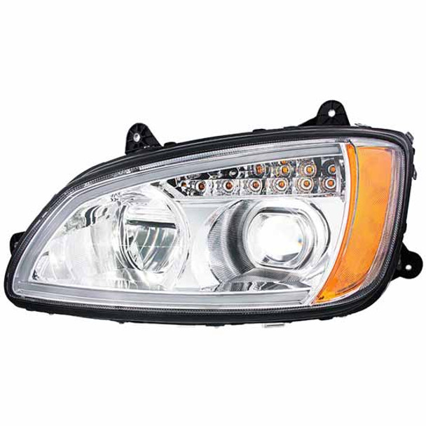 Kenworth T660 Chrome Full LED Projector Headlight, Driver Side W/ Turn Signal & Position Light Bar