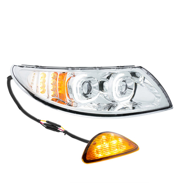 Chrome Projector Headlight with Rear-Facing Turn Signal – Passenger Side for International Durastar