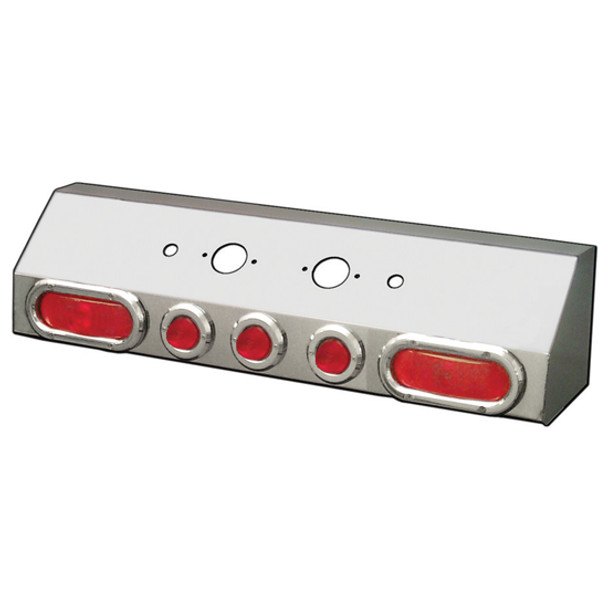 Stainless Steel Air Line Box - Double Connection With 2 Oval, 3 Beehive  Lights & Hooded Bezels- Red LED/ Red Lens