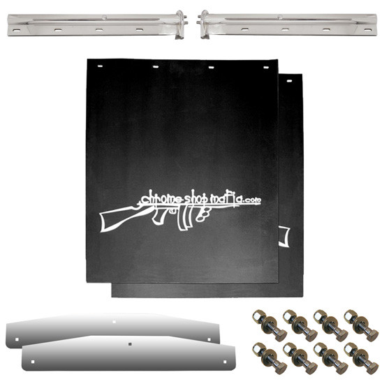Stainless Steel 30-Inch Mudflap Hanger Kit with Black Chrome Shop Mafia Mudflaps