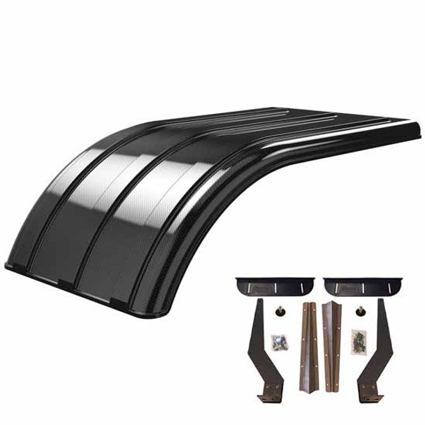 Carbon Fiber Finish Polyethylene Minimizer Work Horse Series Dual Tire Half Fenders with Stainless Steel Weld-On Mounting Brackets - 50 X 26 X 12 Inch