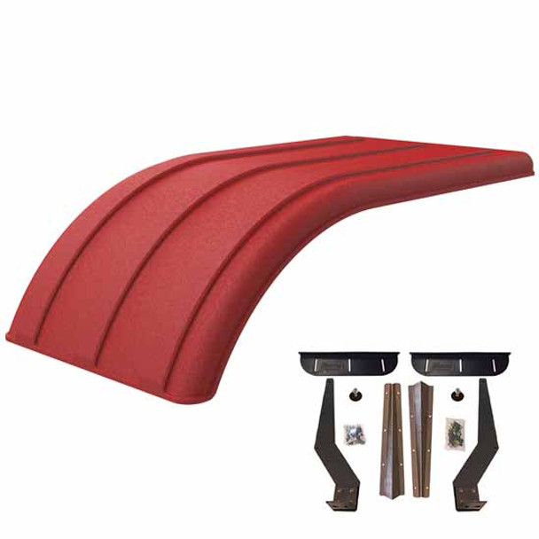 Red Polyethylene Minimizer Work Horse Series Dual Tire Half Fenders with Stainless Steel Weld-On Mounting Brackets - 50 X 26 X 12 Inch