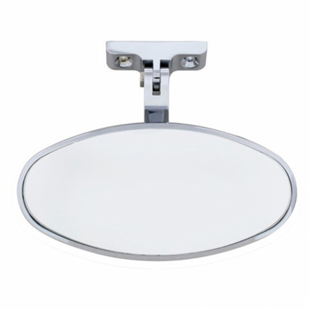 Oval Chrome Aluminum Interior Rear View Mirror with Screw-On Mount