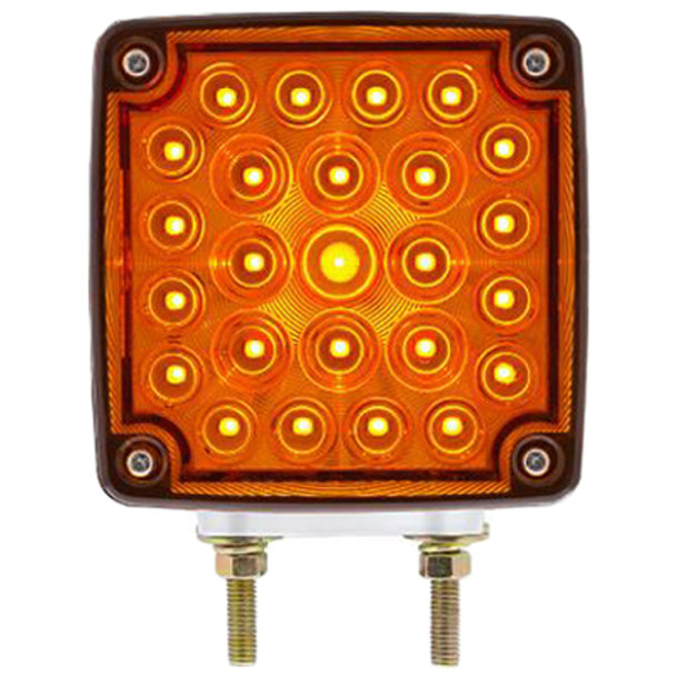 52 Diode Double Face Double Stud Square Amber / Red Turn Signal Light For Passenger Side