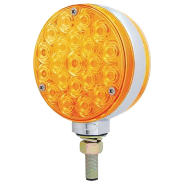 42 LED Round Double Face Amber / Amber Pedestal Turn Signal Light With Bubble Lens