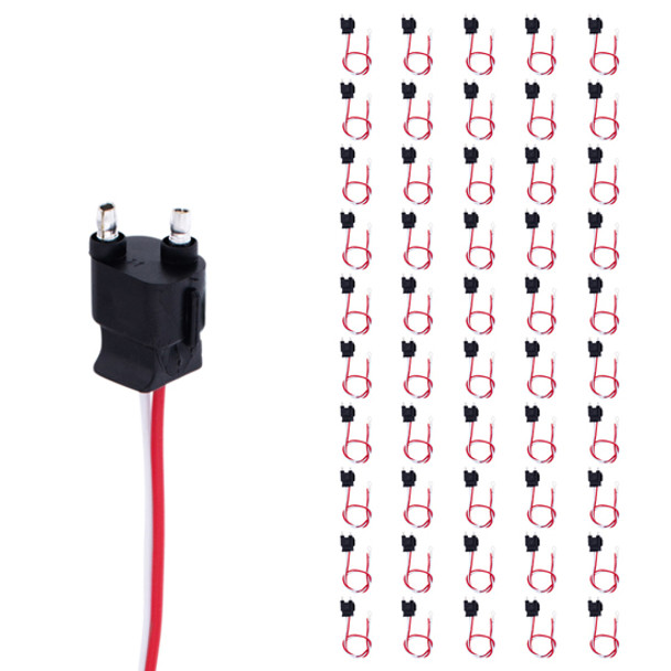 2-Wire Pigtail with 2-Prong Straight Plug – 12-Inch Leads, 50-Pack