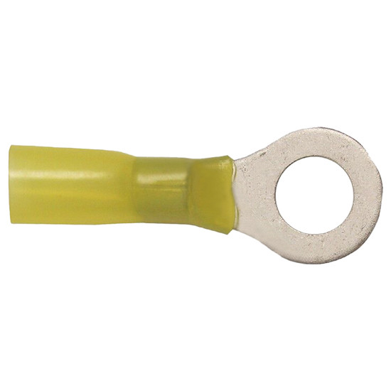 12-10 Gauge Yellow Heat Shrink Terminals - 5/16 Inch Stud - 80 Pack