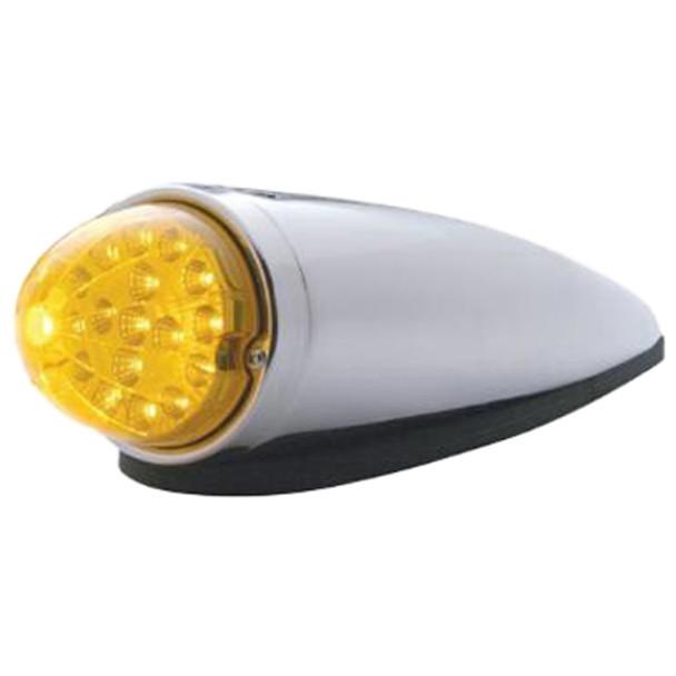 17 Diode Rnd Reflector Watermelon Cab Light W/ Chrome Housing - Amber LED / Amber Lens