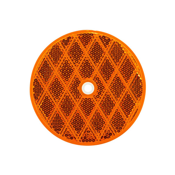 3-3/16 Inch Round Center Bolt-On Amber Reflector