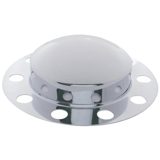 2 Piece Front Axle Cover W/ Removable Chrome Dome Hubcap & 10 Holes For 33 mm Lug Nuts For Hub Pilot Wheels