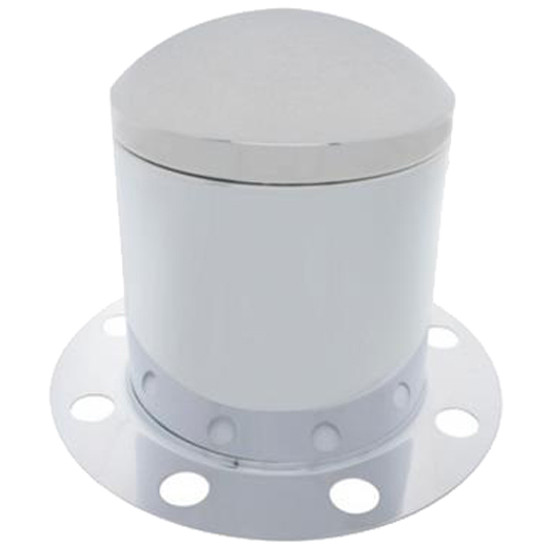 3 Piece Tall Rear Axle Cover W/ Removable Chrome Dome Hubcap & 8 Holes For 33 mm Lug Nut For Hub Pilot Wheel