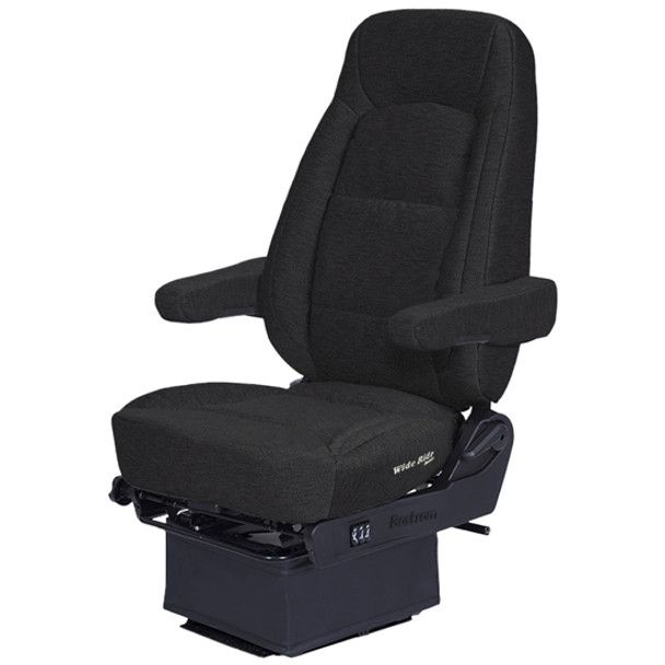 Bostrom LowPro Wide Ride Core Black High Back Cloth Seat W/ Armrests, Air Lumbar Support, Extendable Cushion