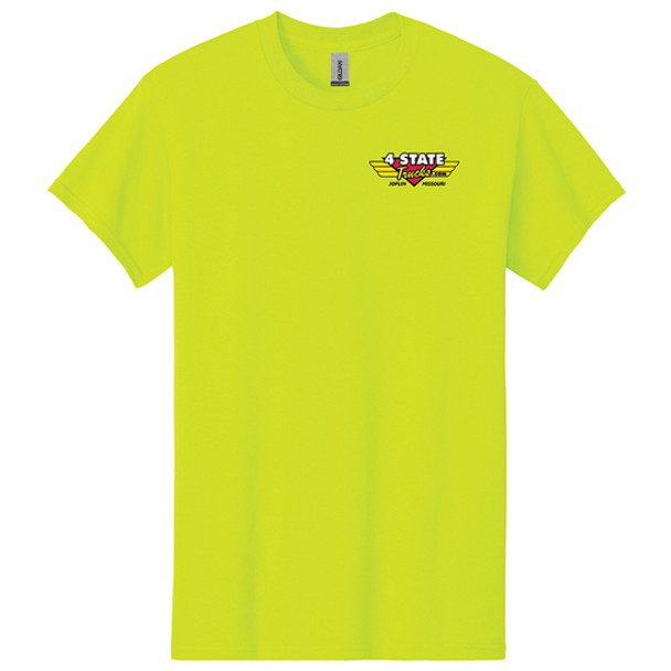 Safety Green T-Shirt with 4 State Trucks Logo - Large