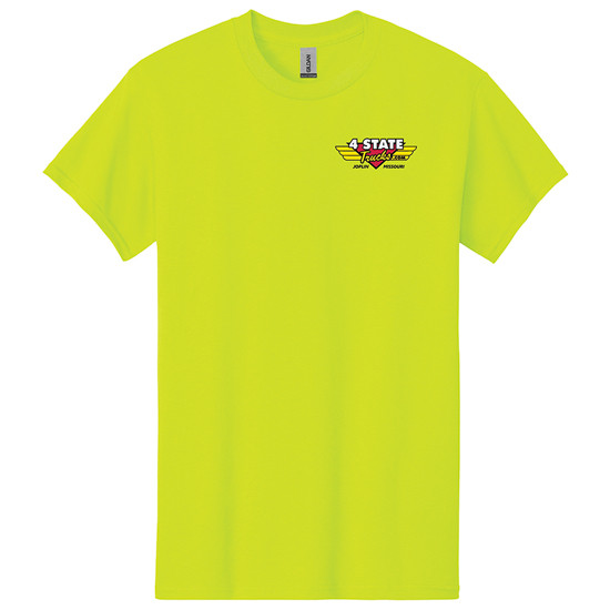 Safety Green T-Shirt with 4 State Trucks Logo - X-Large