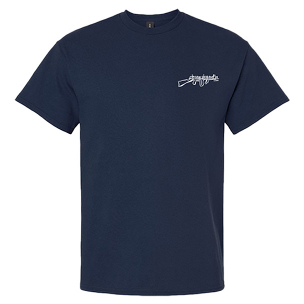 Heather Navy Crew neck T-Shirt with Chrome Shop Mafia Logo - Large
