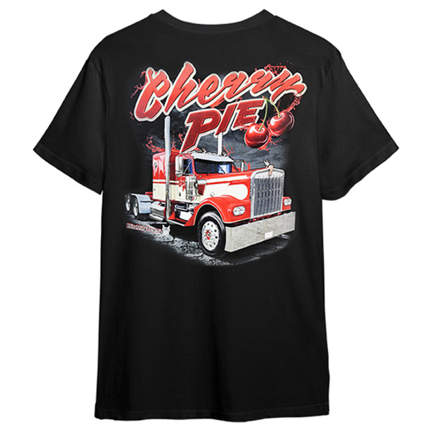 Cherry Pie Trucker T-Shirt, Black 3X Short Sleeve.