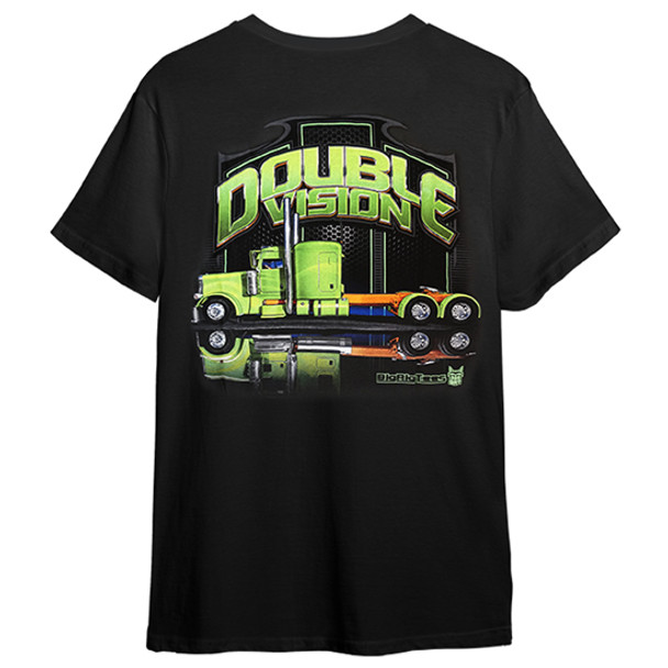 Double Vision Semi Truck T-Shirt, Black Medium Short Sleeve