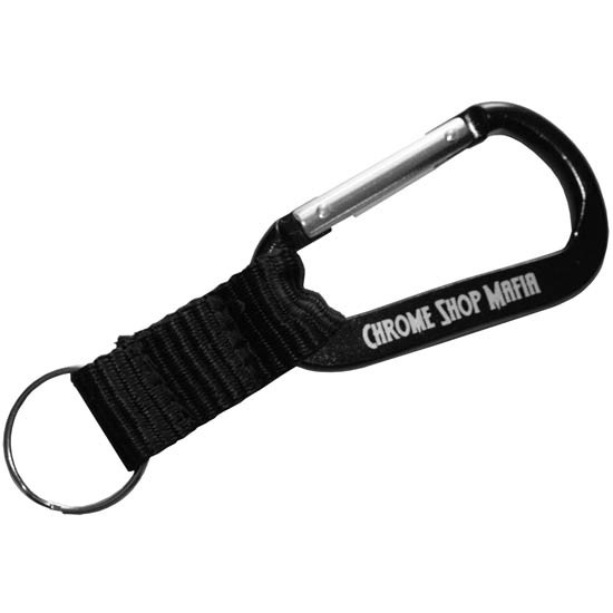 Chrome Shop Mafia Engraved Black Carabiner Keychain