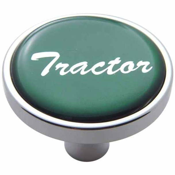Chrome Air Valve Knob Pin Style W/ Glossy Green Tractor Sticker
