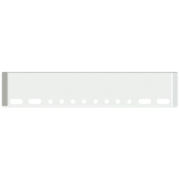 18-Inch Chrome American Road Runner Mitered Corner Bumper with 4 Oval & 8 Round 2-Inch Light Holes – Fits Peterbilt 352 & 359 18-Inch Chrome American Road Runner Mitered Corner Bumper with 4 Oval & 8 Round 2-Inch Light Holes – Fits Peterbilt 352 & 359