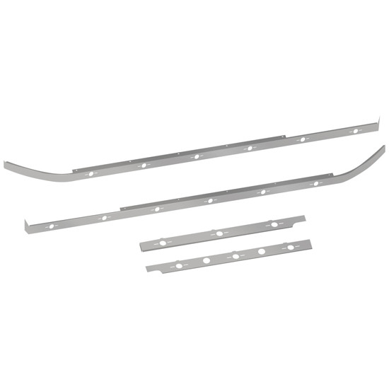 80 Inch Stainless Steel Sleeper & Extension Panel Kit W/ 2 Block Heater & 18 Slotted Light Holes For Peterbilt 567 / 579 Long Hood With Underbody Exhaust
