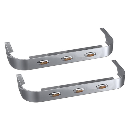 4 X 44 Inch Stainless Steel Sleeper Panel W/ 6 M5 LED Lights W/ Amber LED/ Amber Lens For Peterbilt 389