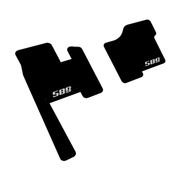 Black & White Embroidered 589 Carpet Floor Mats For Peterbilt 589