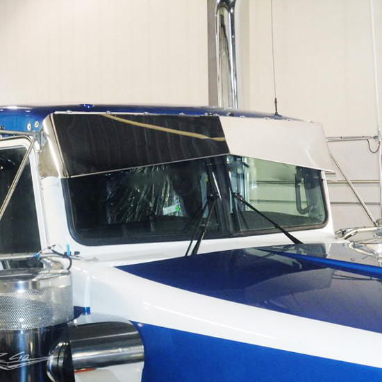 12 X 8 Inch Stainless Steel Reverse Bowtie Visor For Kenworth Models W/ Flat Windshields