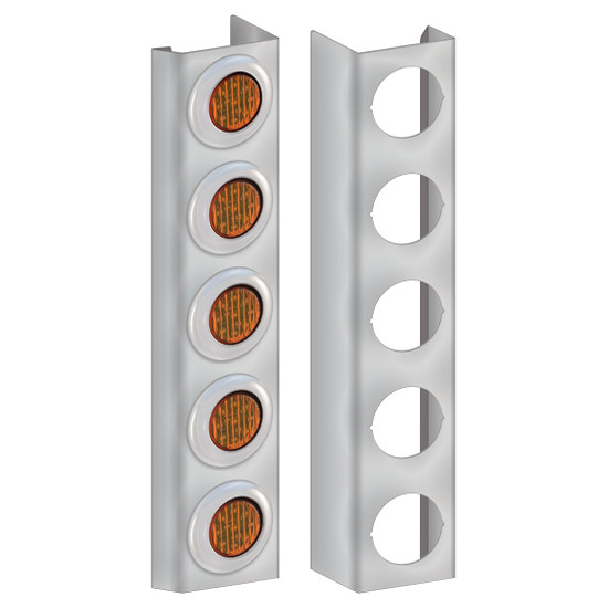 13 Inch Stainless Steel Front Air Cleaner Kit W/ 10 Round 2 Inch Light Holes For Kenworth