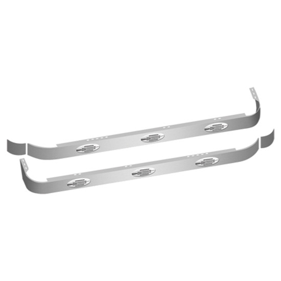 62 Inch Stainless Steel Sleeper Panel W/ 6 Flatline Lights- Amber LED/ Clear Lens For Kenworth T600, T800, T880, W900B, W900L Aerocab