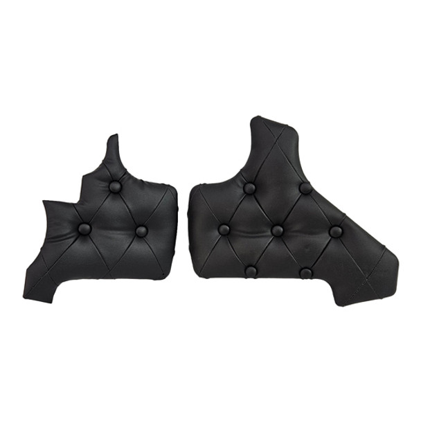 Quilted Diamond Vinyl W/ Buttons Lower Console Side Covers- Gray  For Kenworth T660, T880 & W900 W/ Manual Transmission