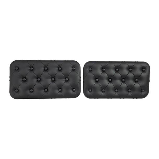 Quilted Diamond Vinyl W/ Buttons Sleeper Side Box Door Covers- Steel Blue For Kenworth T660, T880 & W900