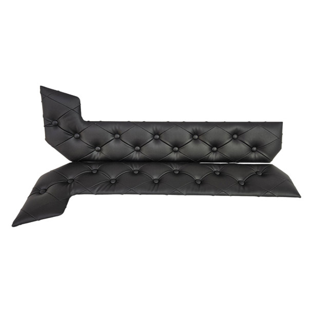Quilted Diamond Vinyl W/ Buttons Under Sleeper Cabinet Panel Covers- Black For Kenworth T660, T880 & W900 Quilted Diamond Vinyl W/ Buttons Under Sleeper Cabinet Panel Covers- Black For Kenworth T660, T880 & W900