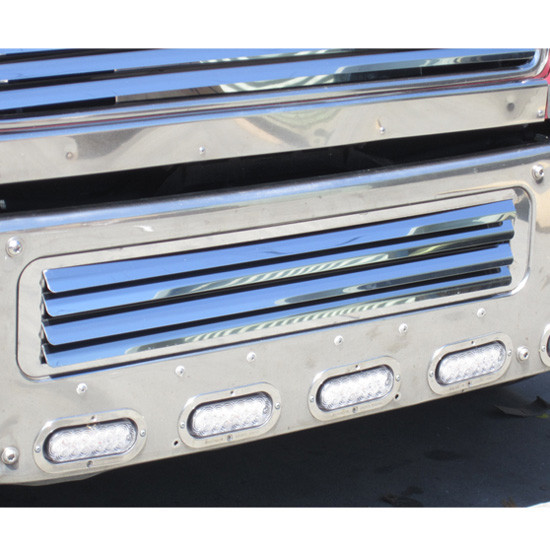 7 X 40 Inch Stainless Steel Bumper Grille Insert W/ 4 Horizontal Louvers For Freightliner Coronado