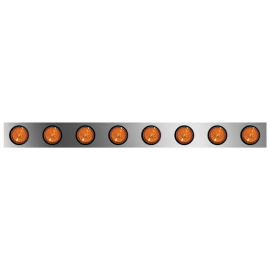 3.5 X 48 Inch Stainless Steel Light Bar W/ 8 Round 2 Inch Flat Lights- Amber LED/ Amber Lens