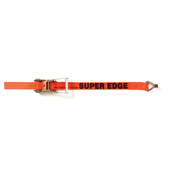 2 Inch X 40 Ft Super Edge Ratchet Strap With #618 J Hook- 3335 Lb WLL