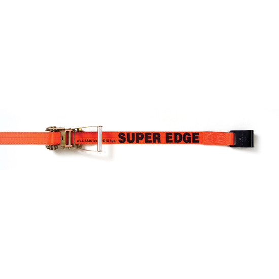 2 Inch X 27 Ft Super Edge Ratchet Strap With #210 Flat Hook- 3335 Lb WLL