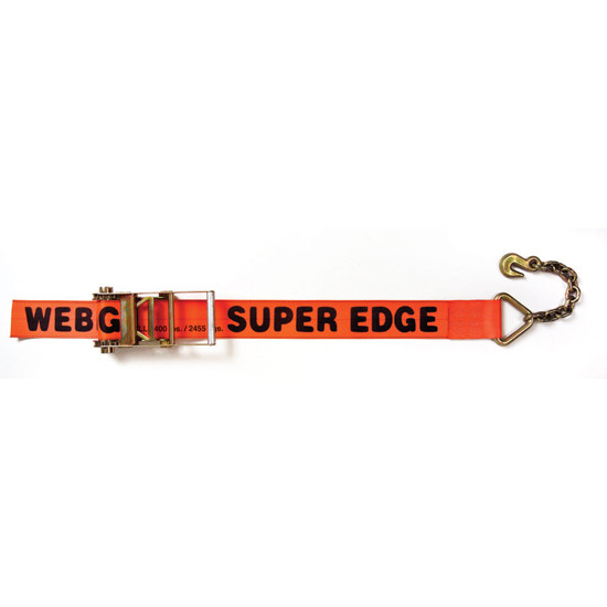 2 Inch X 40 Ft Super Edge Ratchet Strap With #317 18 Inch Chain Anchor- 5400 Lb WLL