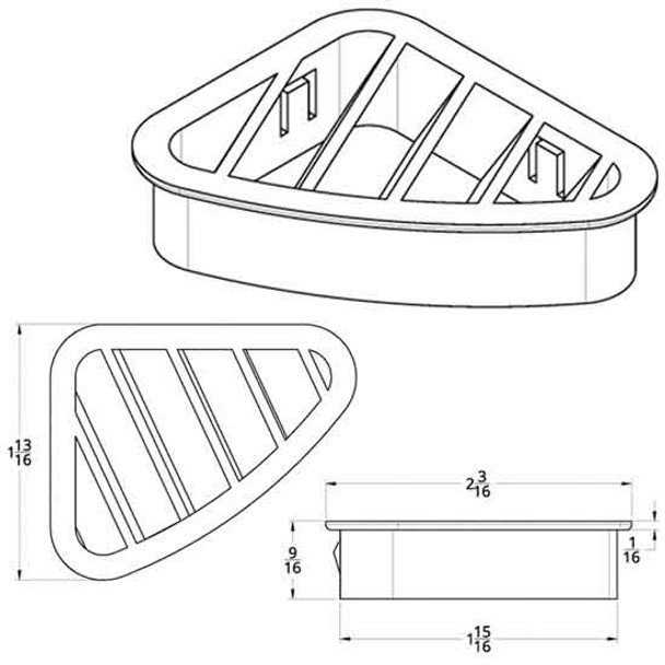 Chrome Defrost Vent, Driver Side  For Peterbilt