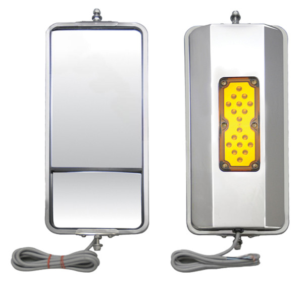 7 X 16 Inch Stainless Steel West Coast Convex Mirror W/ LED Marker Light