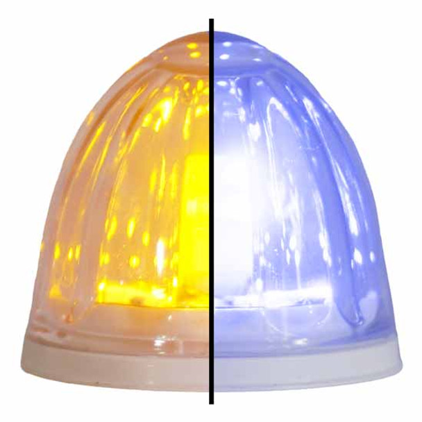 2 Inch Glass Watermelon 4 Wire Dual Tone LED Light- Amber- Blue LED/ Clear Lens By Legendary