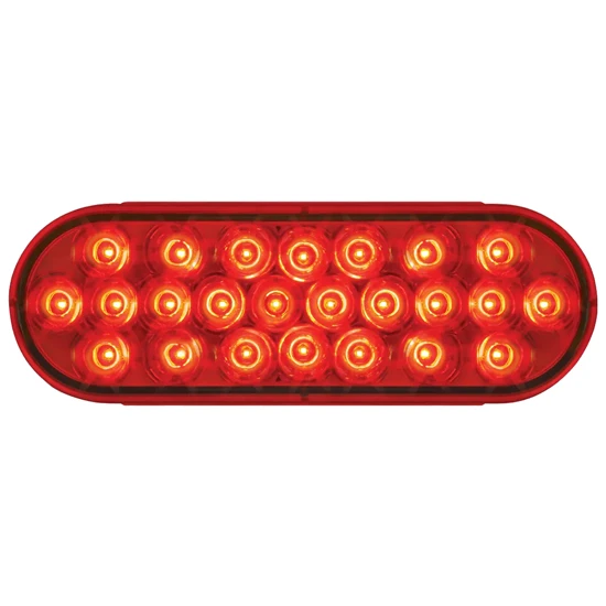 6.5 Inch Oval 24 Diode Pearl LED Light - Red LED / Red Lens