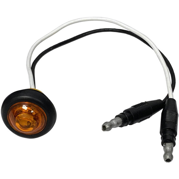 3/4 Inch Round Marker/ Clearance Light W/ 2 .180 Bullets- Amber LED/ Amber Lens