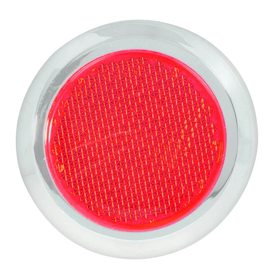 2.125 Inch Red Reflector W/ Chrome Plastic Trim- Stick On
